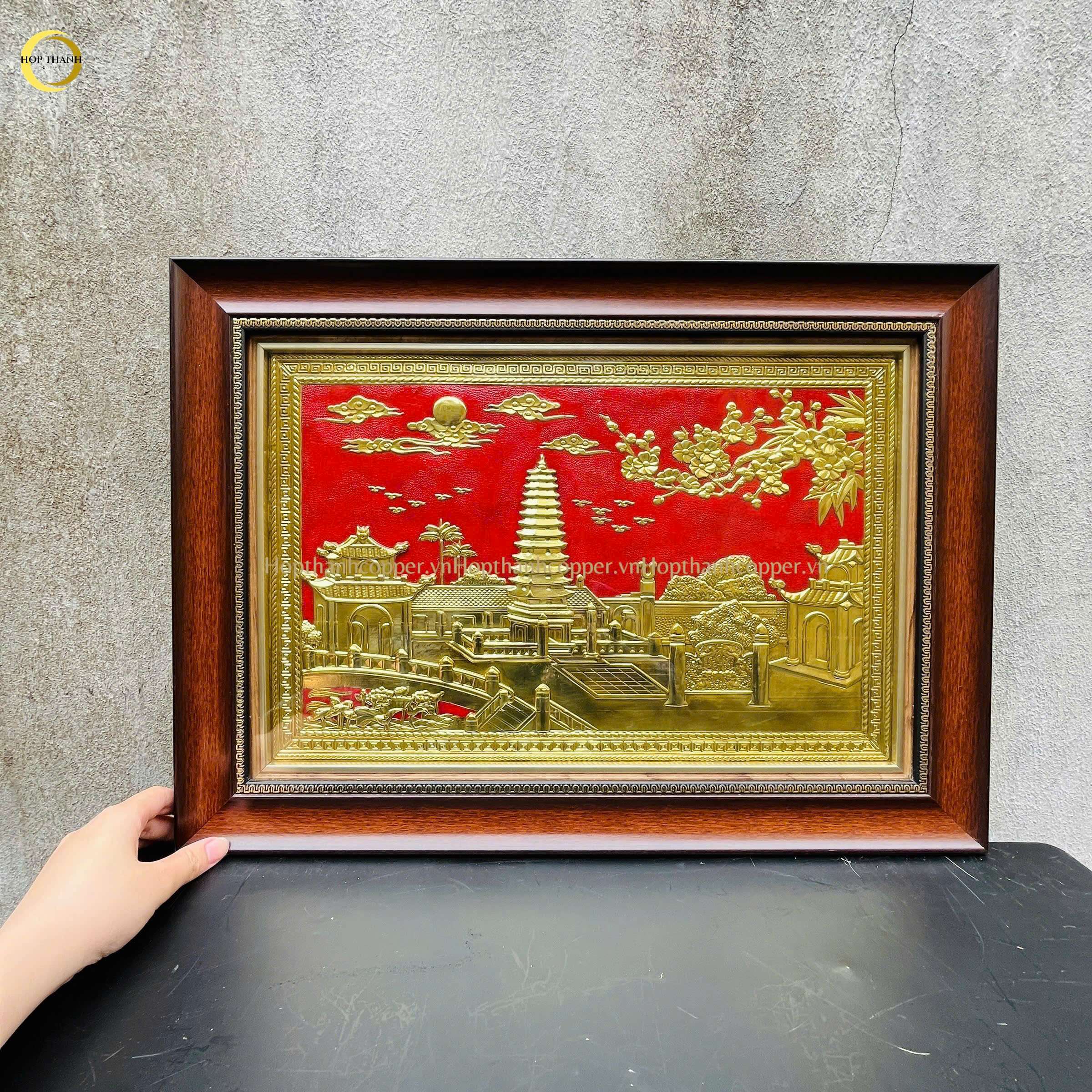 TRANH THÁP PHỔ MINH BẰNG ĐỒNG VÀNG - KÍCH THƯỚC 38X54CM