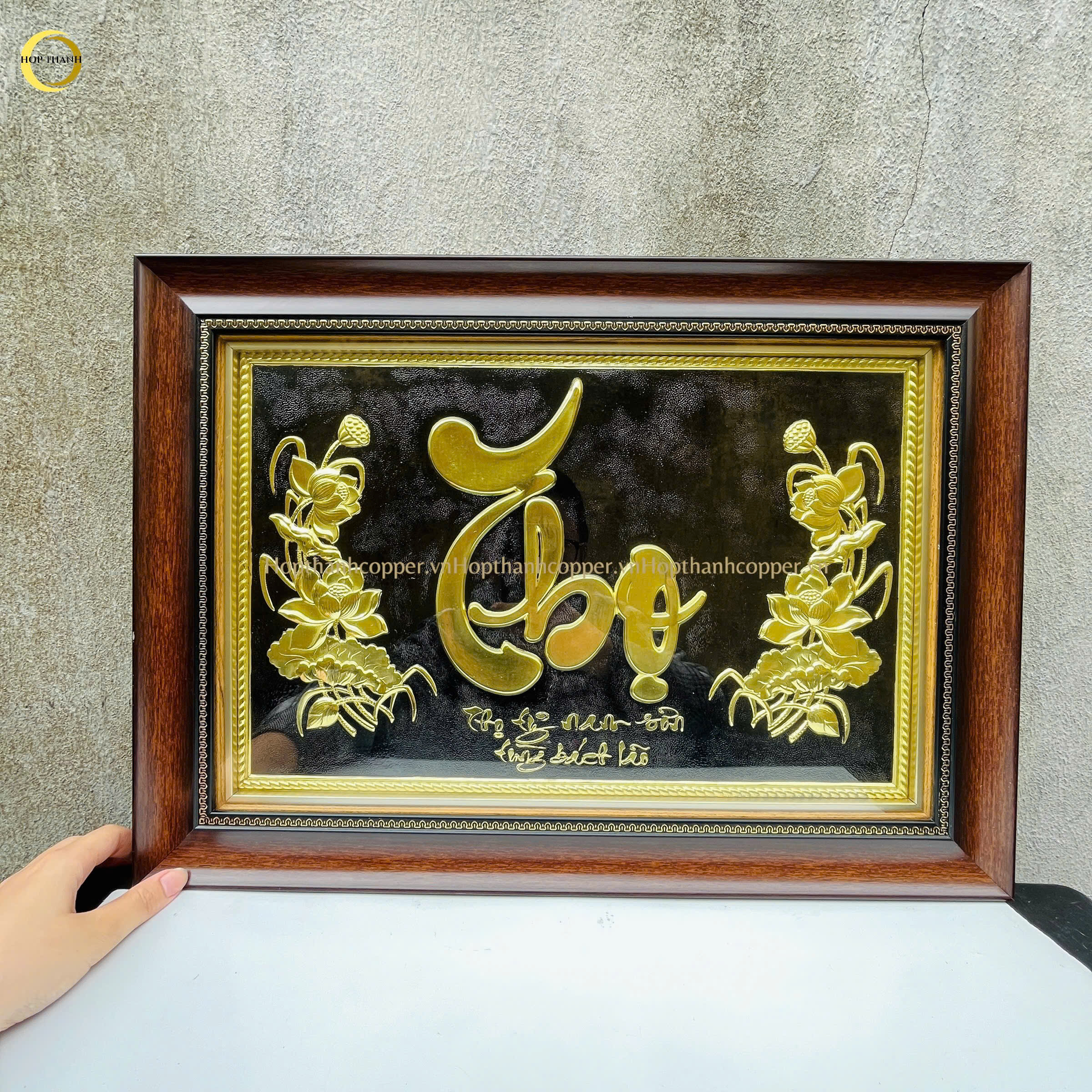 TRANH CHỮ THỌ BẰNG ĐỒNG VÀNG - KÍCH THƯỚC 54X38CM