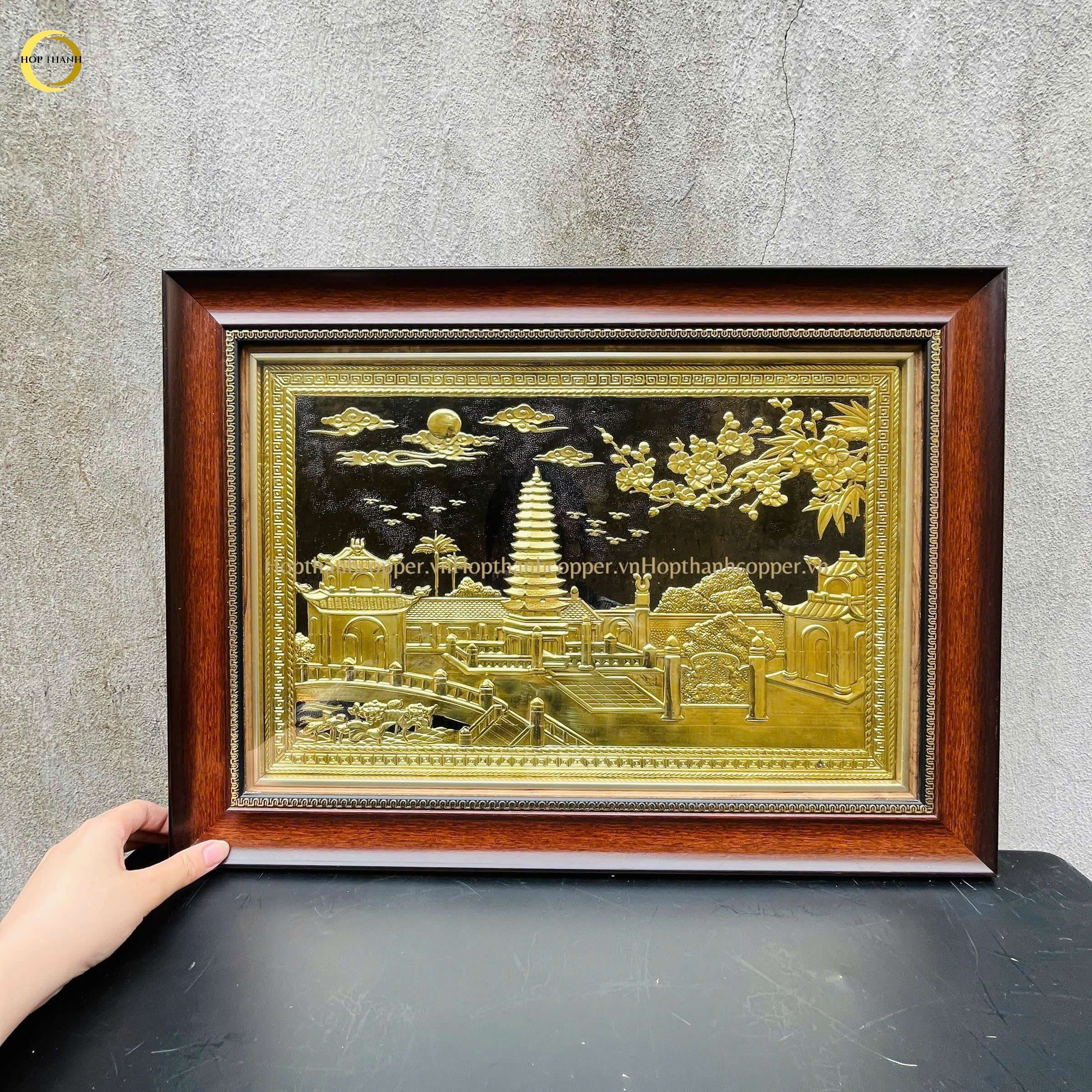 TRANH THÁP PHỔ MINH BẰNG ĐỒNG VÀNG - KÍCH THƯỚC 38X54CM