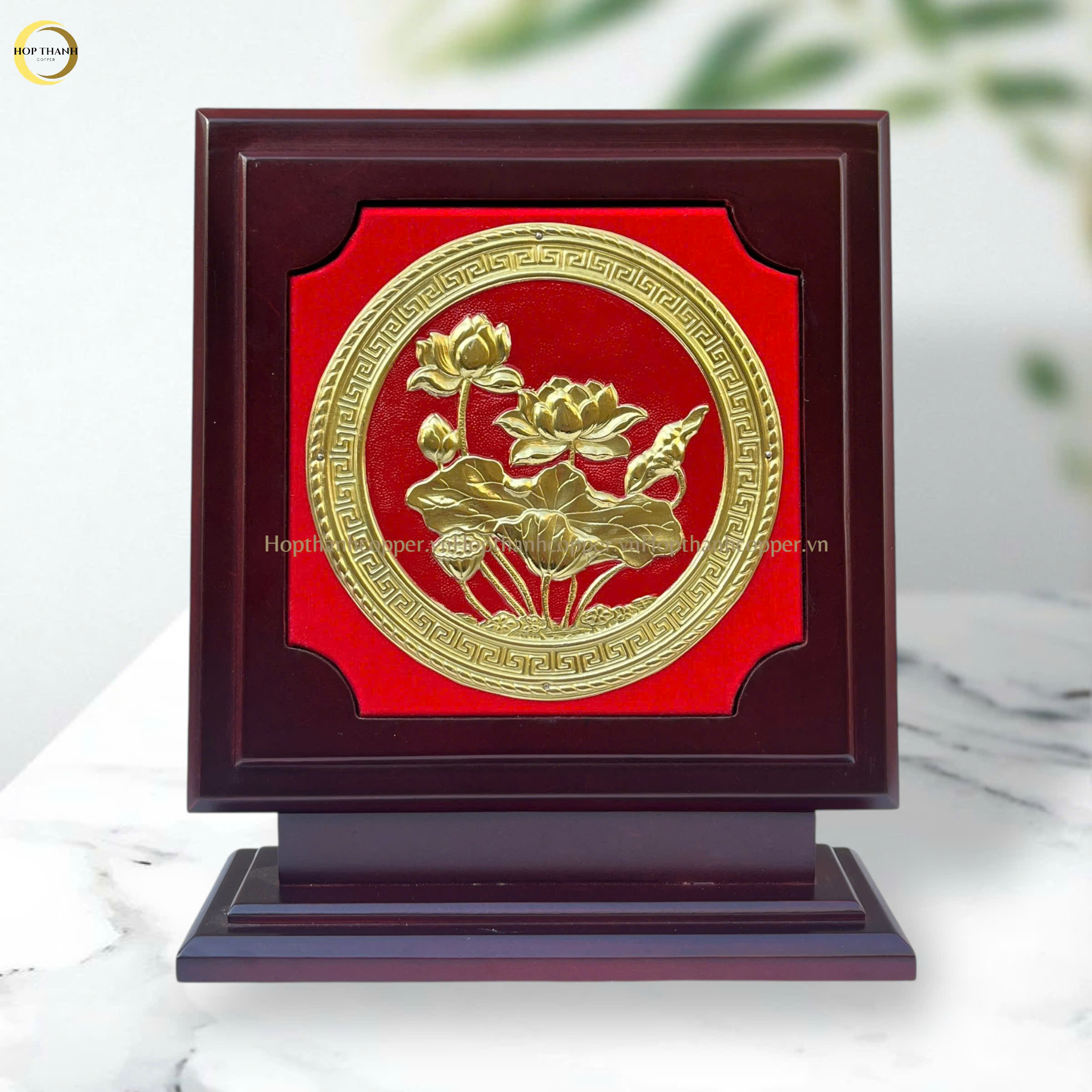 TRANH HOA SEN BẰNG ĐỒNG VÀNG - KÍCH THƯỚC 23CM