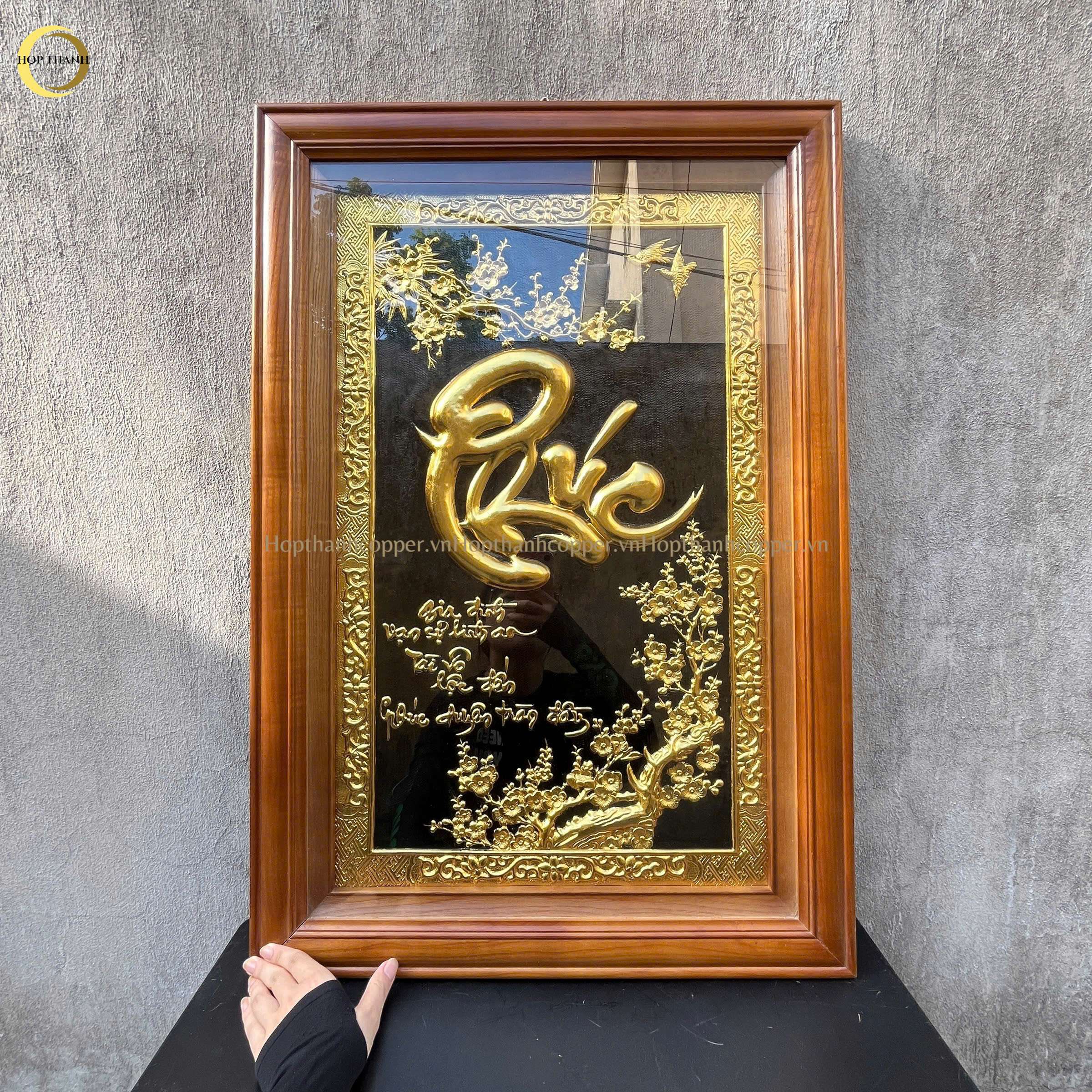 TRANH CHỮ PHÚC BẰNG ĐỒNG DÁT VÀNG - KÍCH THƯỚC 50X80CM