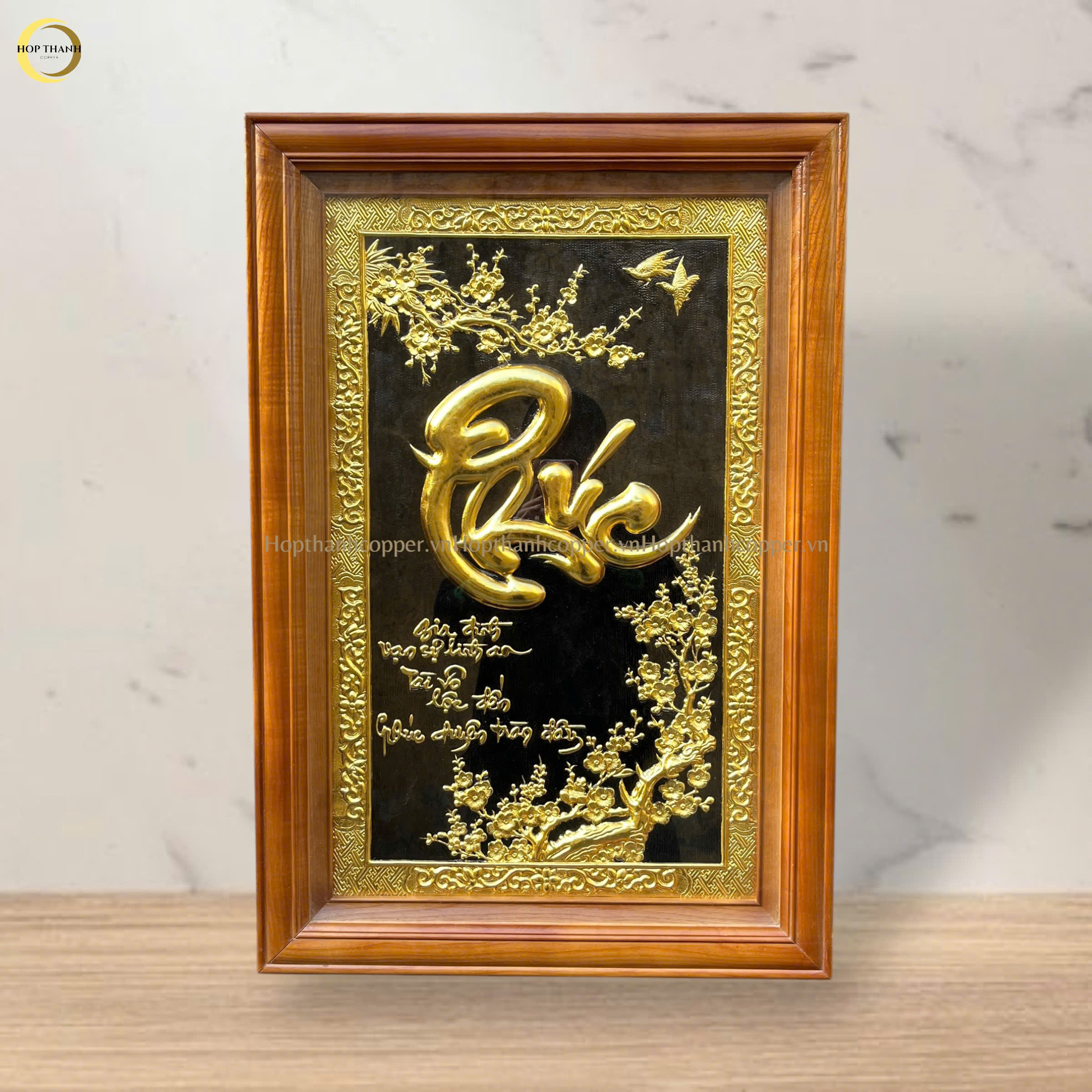 TRANH CHỮ PHÚC BẰNG ĐỒNG DÁT VÀNG - KÍCH THƯỚC 50X80CM