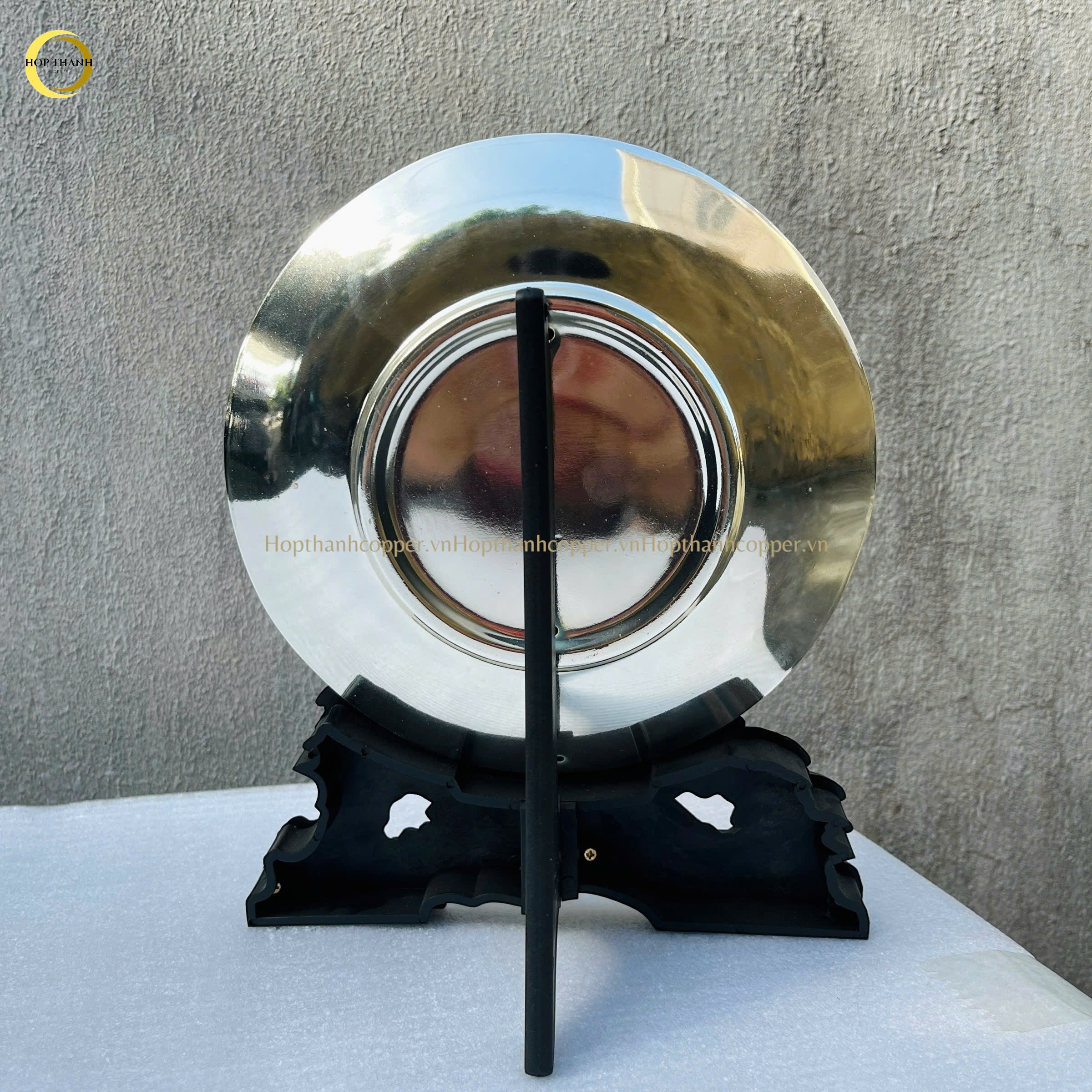 TRANH ĐĨA HOA SEN BẰNG ĐỒNG MẠ BẠC  - TRANH QUÀ TẶNG ĐỂ BÀN (KÍCH THƯỚC 20CM)