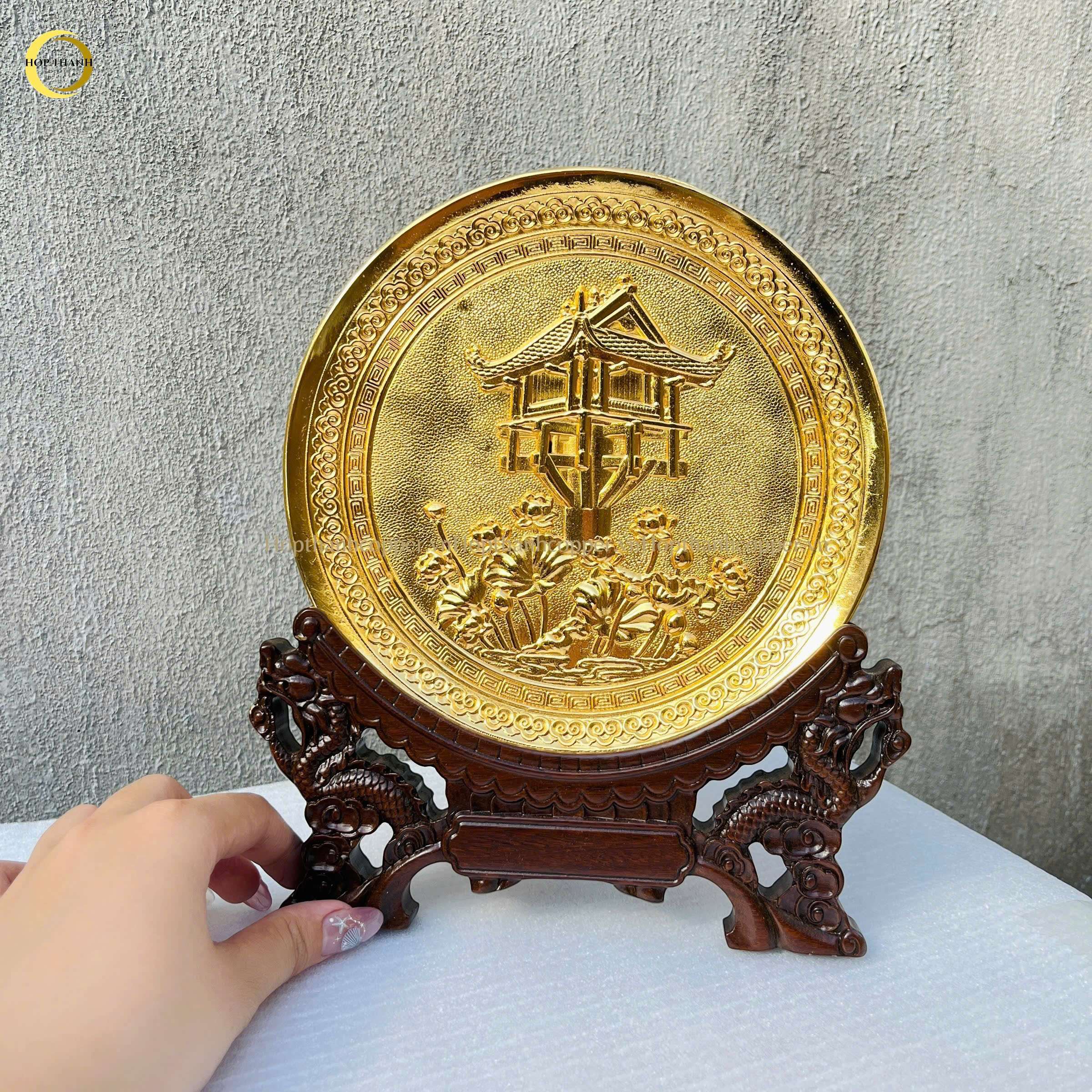 TRANH CHÙA MỘT CỘT BẰNG ĐỒNG MẠ VÀNG 24K- ĐƯỜNG KÍNH 19CM