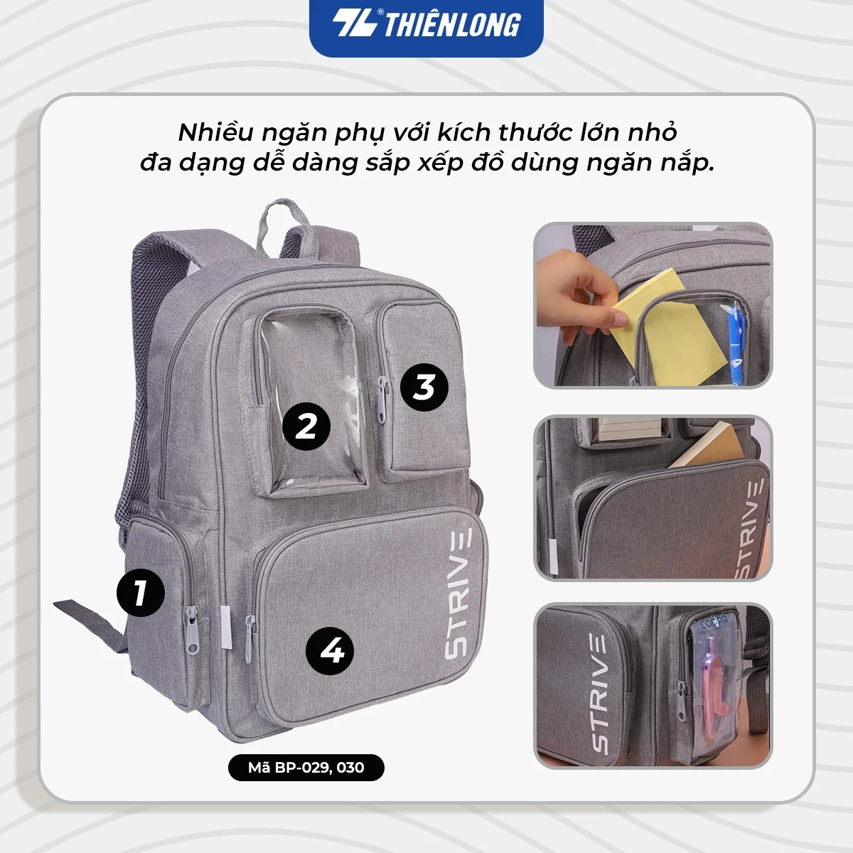 Ba lô Strive Thiên Long BP-030 (XÁM 25)