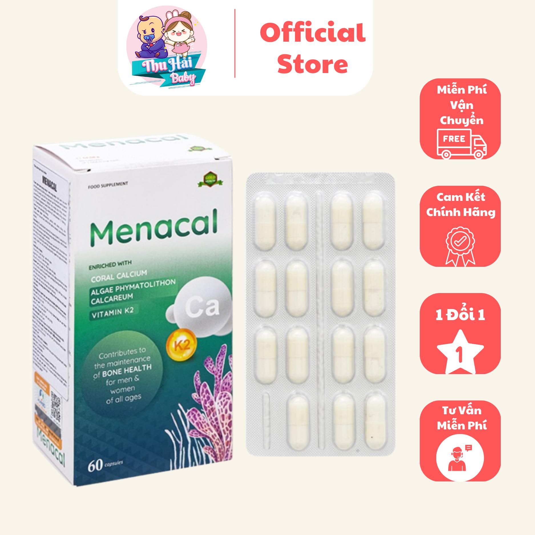 Menacal bổ sung canxi, khoáng chất cho cơ thể giúp chắc răng, ngừa loãng xương hộp 60 viên