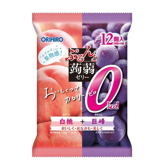 Thạch Orihiro mix 2 vị hoa quả 12 chiếc x 18g (nhiều vị) (Đào & Nho tím)