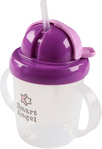 Bình tập uống nước cho bé Smart Angle màu tím 200ml Nishimatsuya