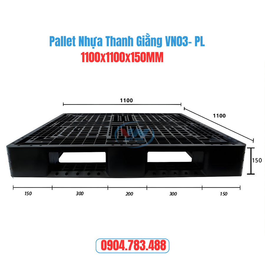 Pallet Nhựa Xuất Khẩu Màu Đen 1200x1000x150mm - VN04-PL
