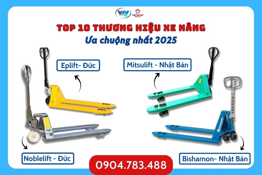 Top 10 thương hiệu xe nâng được ưa chuộng nhất 2025