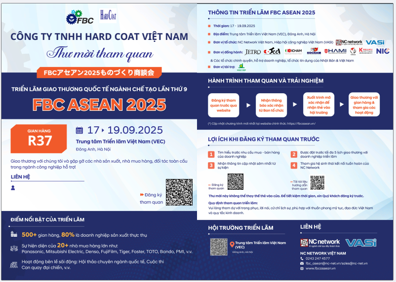 Lời mời tham dự Triển lãm Quốc tế NC Network Vietnam 2025 - Hardcoat Việt Nam.