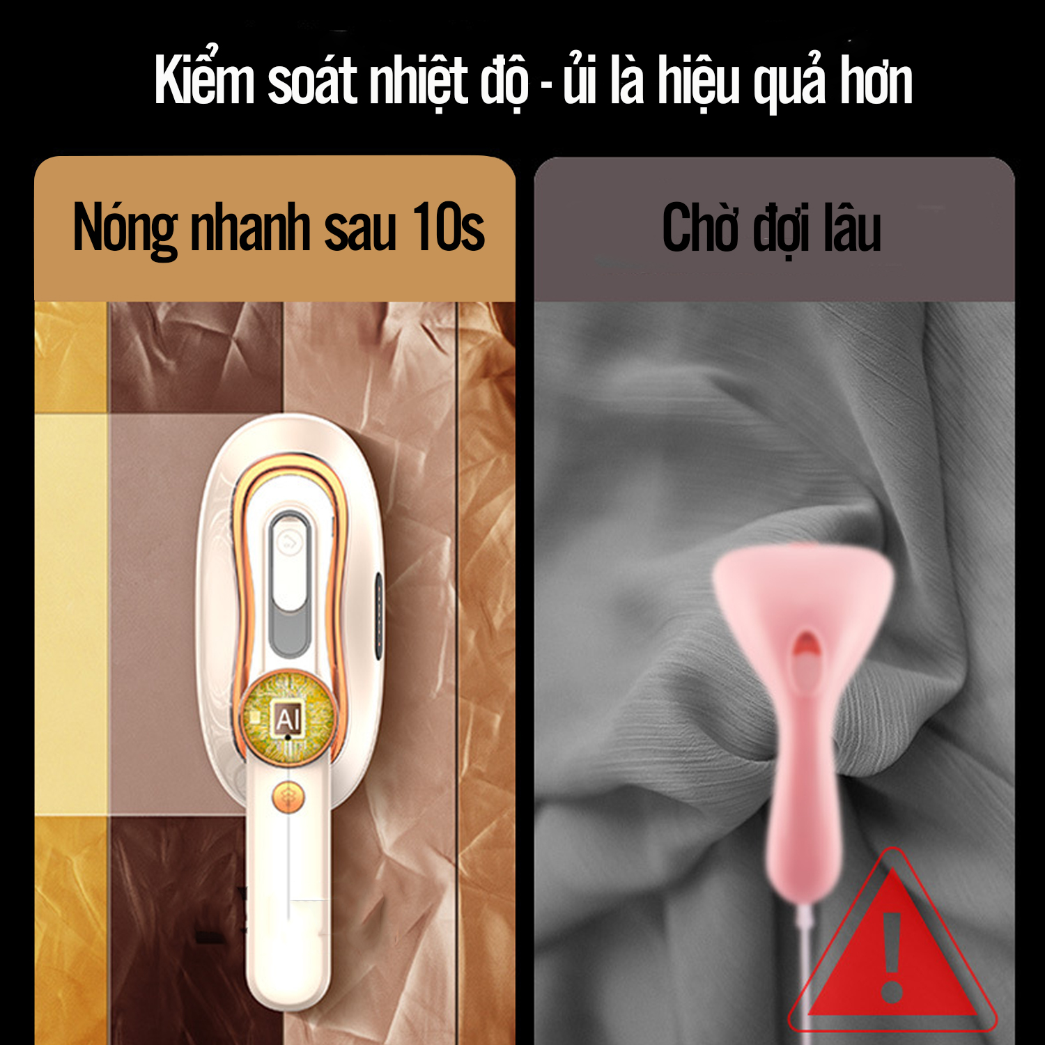 Bàn ủi hơi nước cầm tay TinGO xoay tay cầm có 2 chế độ ủi khô và hơi công suất 1200W