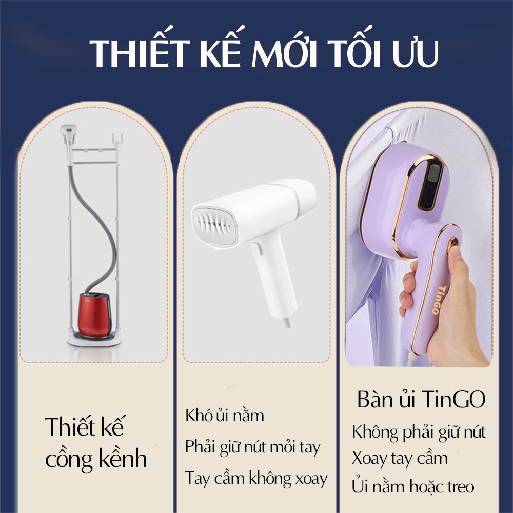 Bàn ủi hơi nước mini TINGO 1000w xoay 180 độ mang đi du lịch công tác