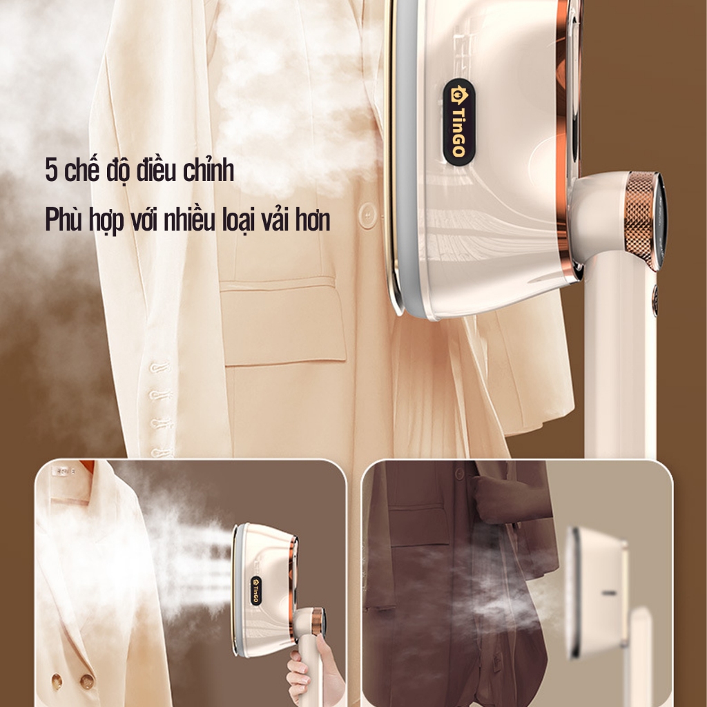 Bàn ủi hơi nước cầm tay TinGO xoay tay cầm 5 chế độ điều chỉnh ủi khô ủi hơi gấp gọn
