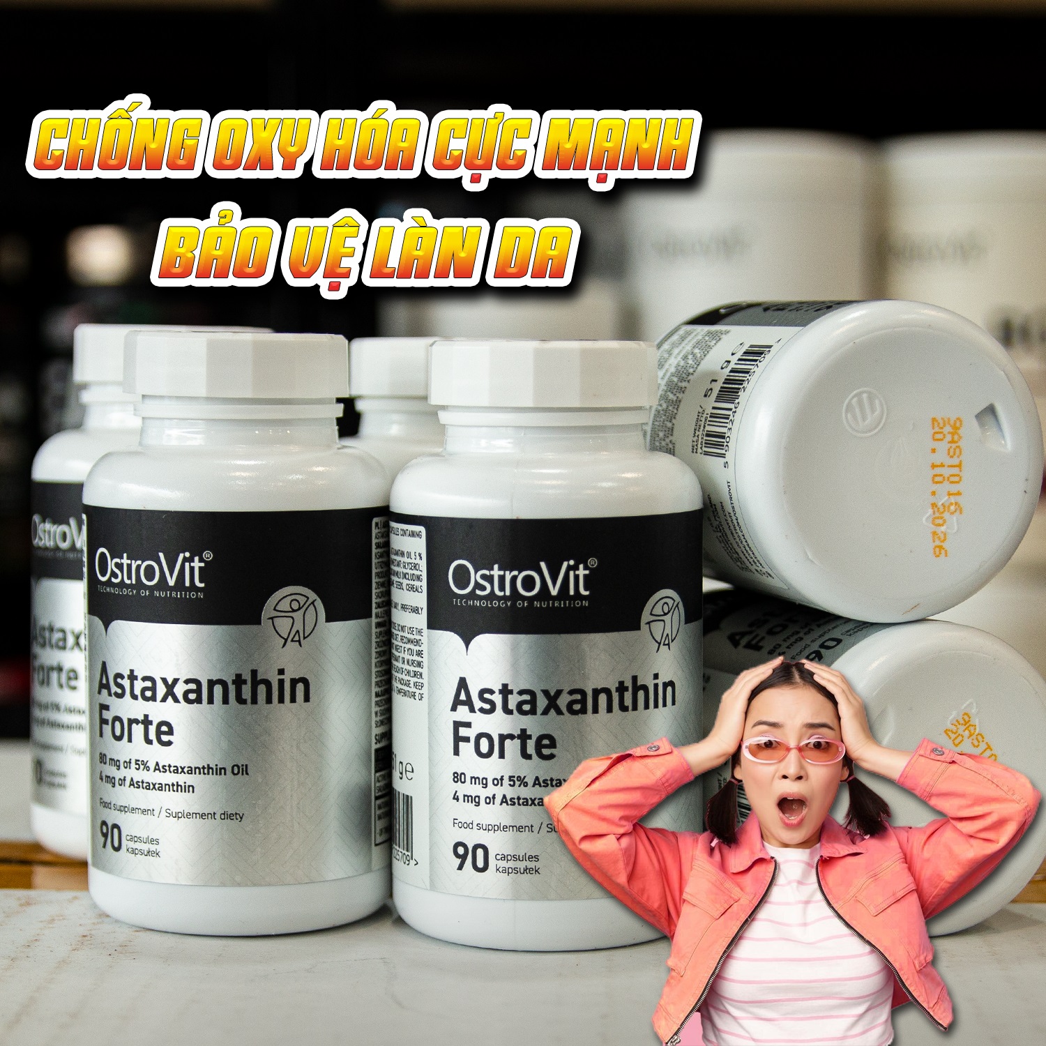 Viên uống OstroVit Astaxanthin dùng hàng ngày, an toàn, hiệu quả