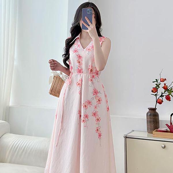 Đầm hoa dây cổ somi