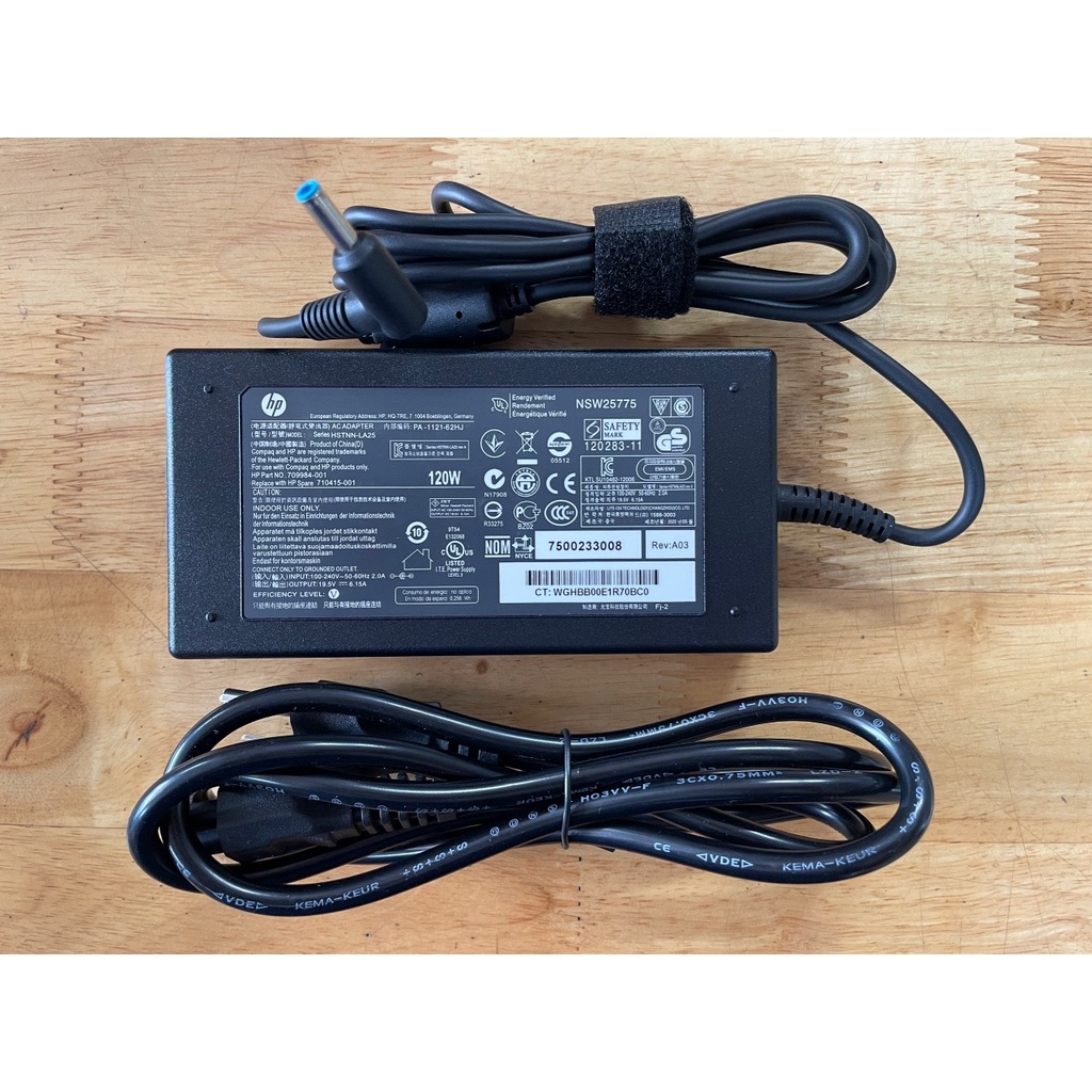 Sạc Dành Cho Laptop HP 19.5V - 6.15A 120W ĐẦU KIM NHỎ Zin New