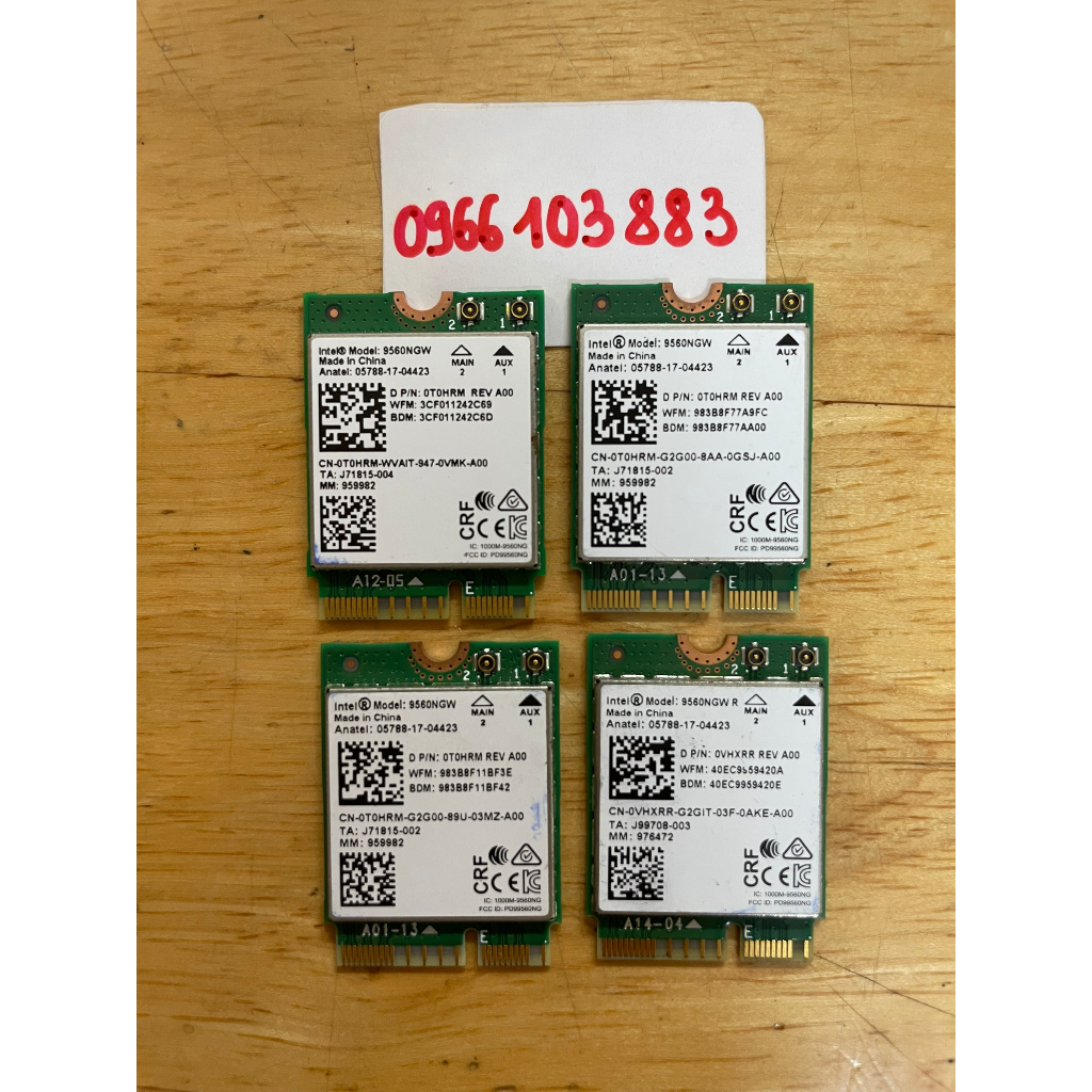 Card WiFi Laptop Intel 7260NGW / 8260NGW / 8265NGW / 9560NGW chuẩn AC có Blueooth (chân NGFF / M.2)