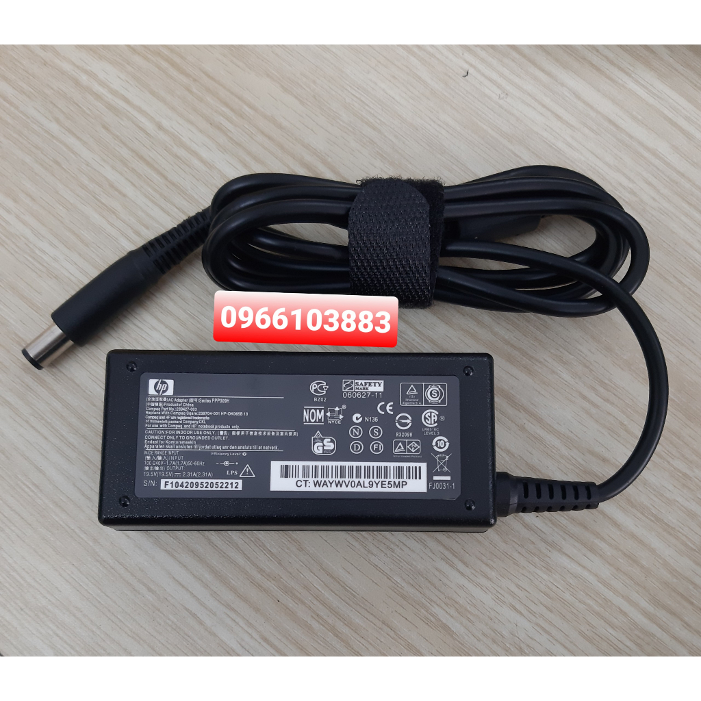 Sạc Dành Cho Laptop HP CQ43 CQ40 CQ45 DV4 DV5 DV6 6510b 6530b 45W 65W 90W ĐẦU KIM LỚN (7.4*5.0mm) – Zin New
