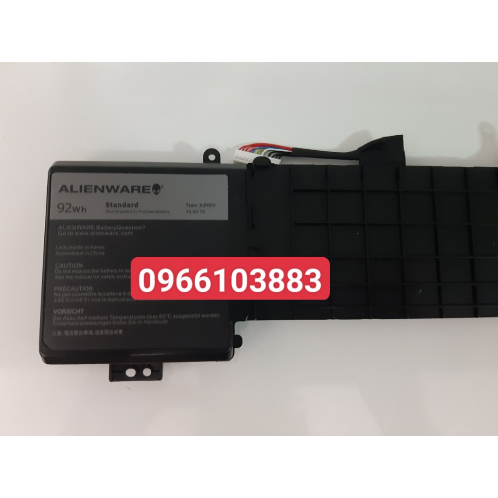 Pin Dành Cho Laptop Dell ALIENWARE 17 R2 17 R3 6JHDV 06JHDV 6JHCY YKWXX17 5046J P43F P43F001 P43F002 92WH Zin New