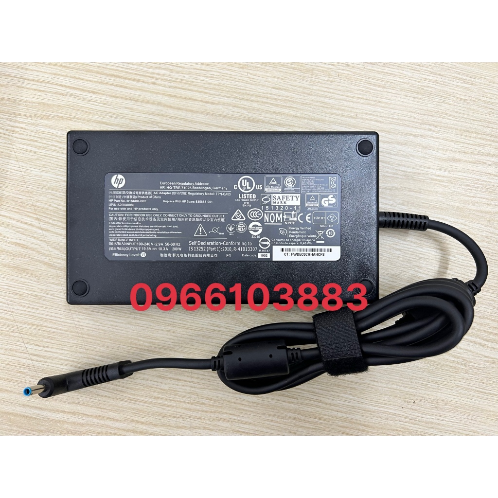 Sạc Dành Cho Laptop HP 19.5V 10.3A 200W Đầu Kim Nhỏ 4.5mm*3.0mm Zin New