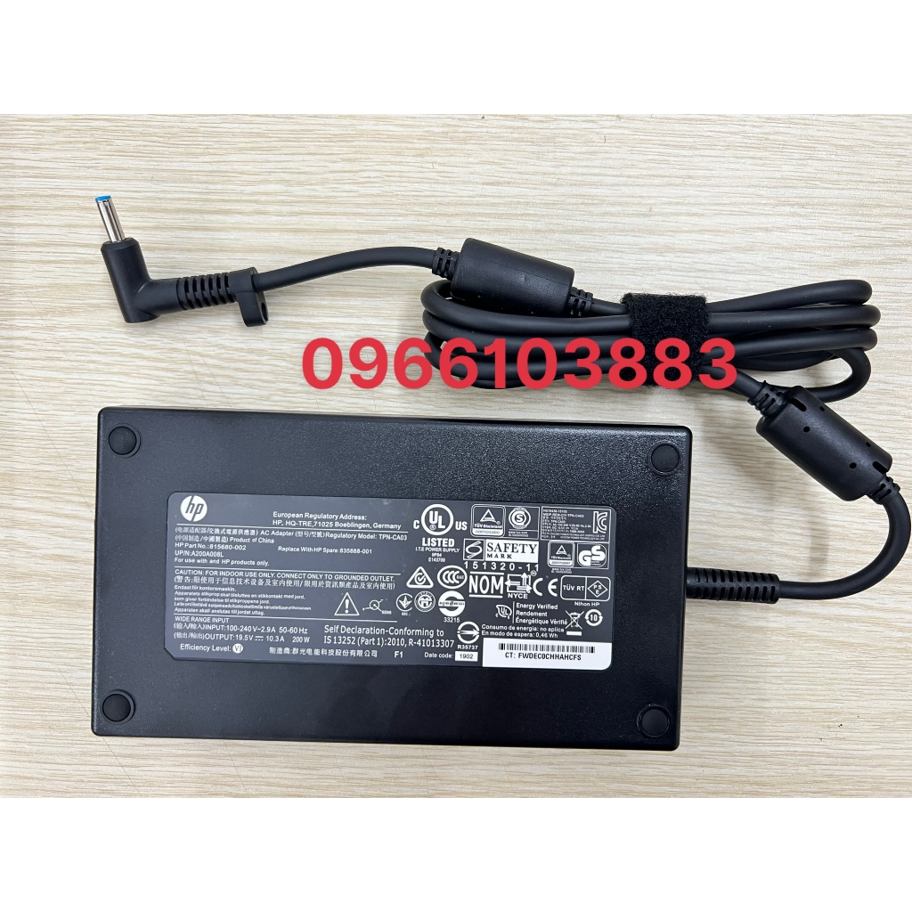 Sạc Dành Cho Laptop HP 19.5V 10.3A 200W Đầu Kim Nhỏ 4.5mm*3.0mm Zin New