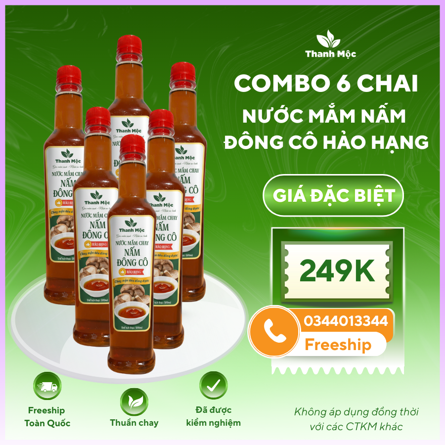 6 chai Nước Mắm Nấm Đông Cô 500ml