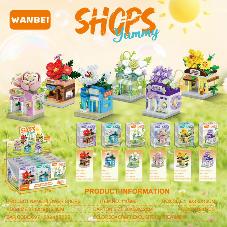 Bộ xếp hình tiệm hoa mini mã 11066B (bán khay 12 hộp)