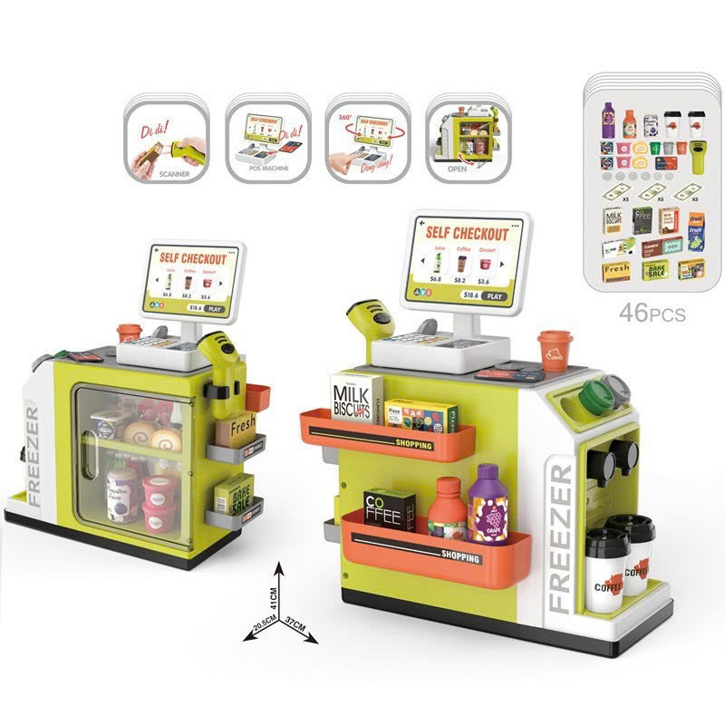 Quầy tính tiền siêu thị mini mã 668-124 Màu Xanh