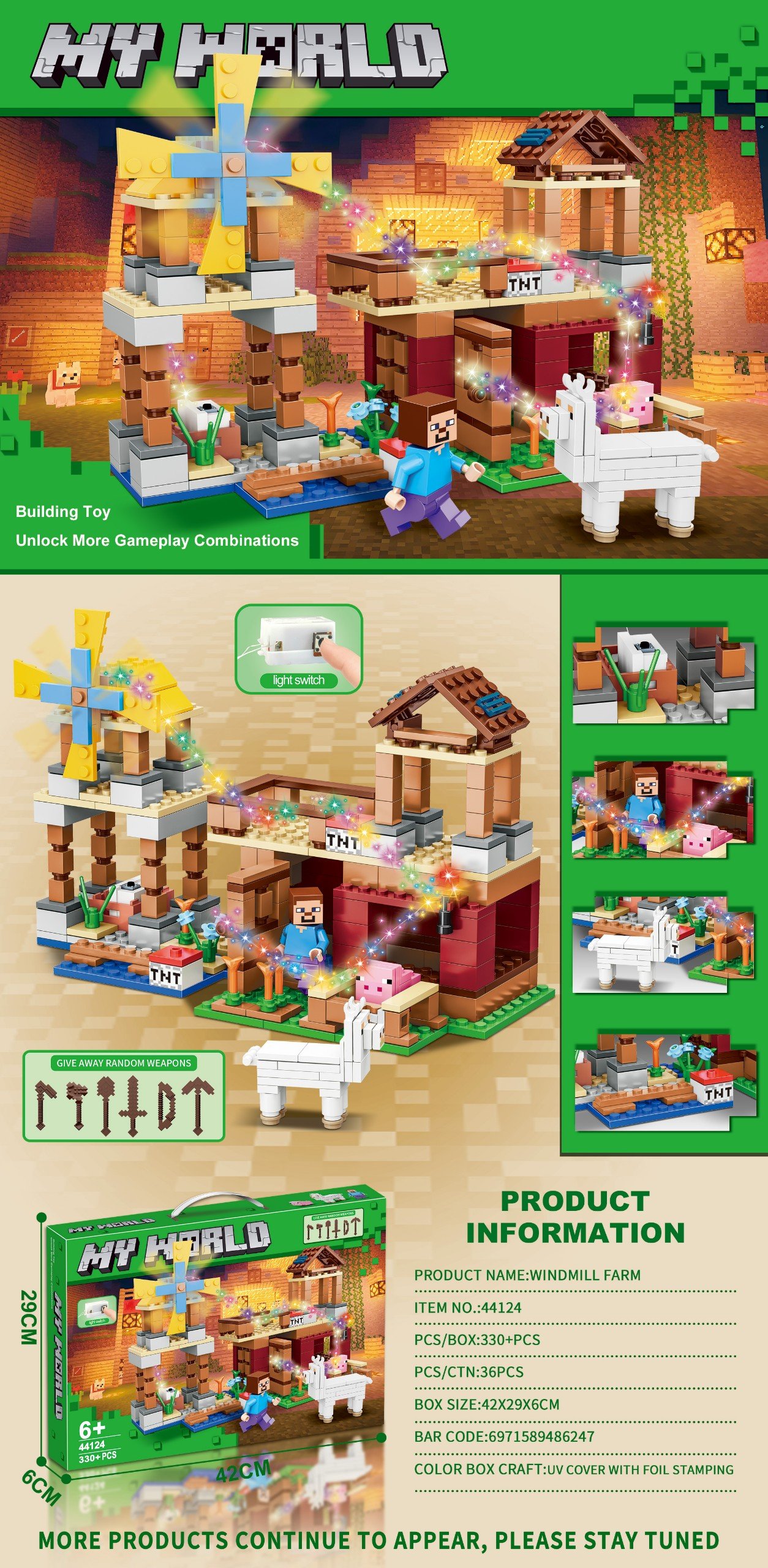 Bộ xếp hình Minecraft 330pcs mã 44124