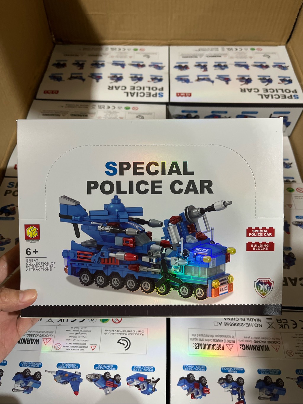 Bộ xếp hình xe cảnh sát đặc biệt 12 mẫu mã HE-23069 (Bán lốc 12 hộp)