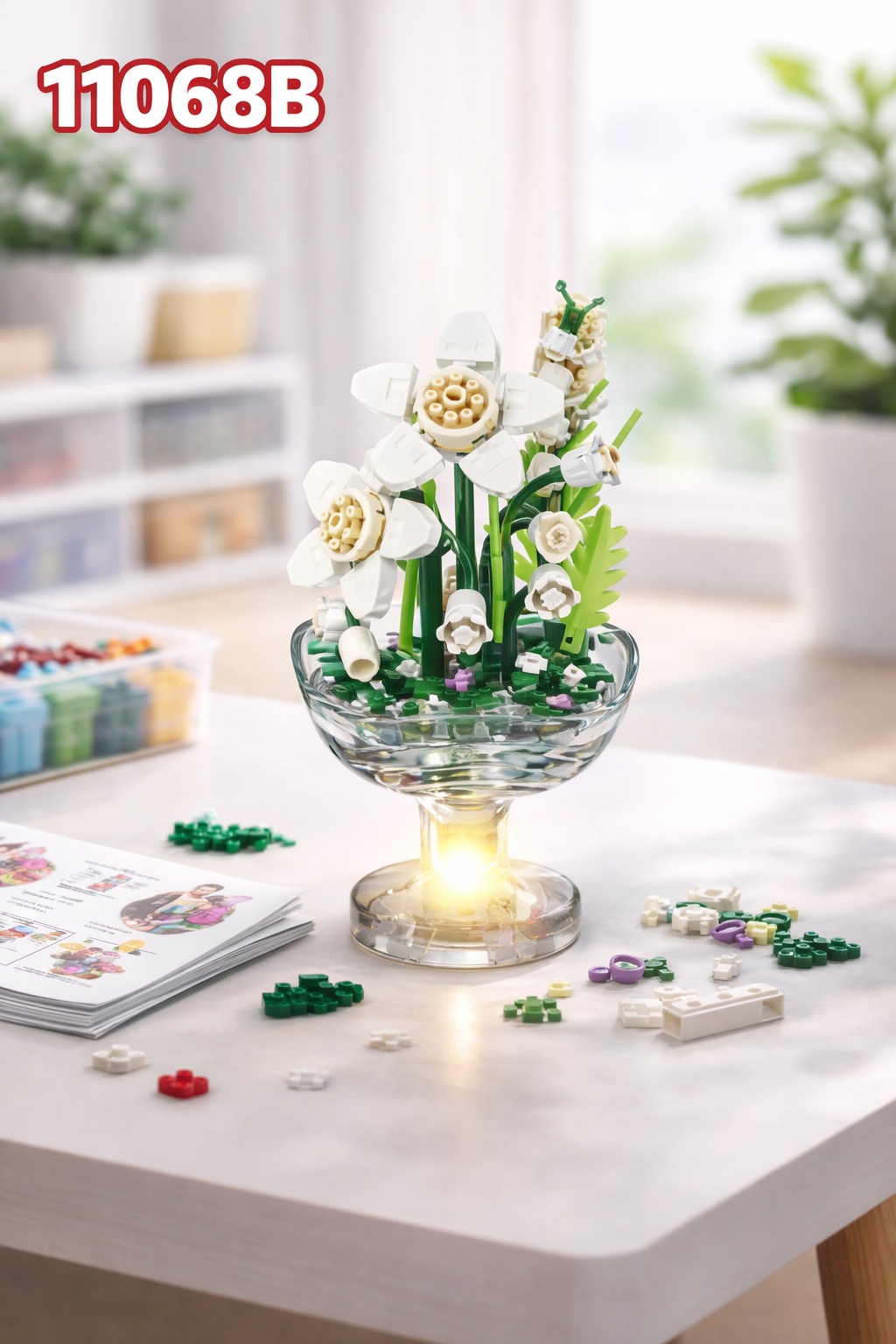 Bộ xếp hình cốc HOA phát sáng mã 11068B (Bán lốc 6 hộp)