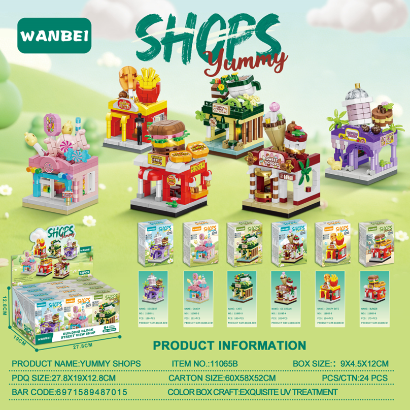 Bộ xếp hình phố ẩm thực mini mã 11065B (bán khay 12 hộp)