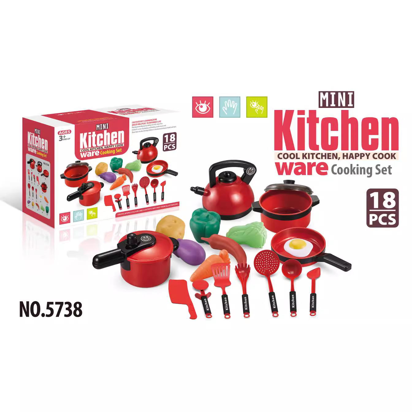 Bộ nấu ăn 18pcs ĐỎ mã 5738