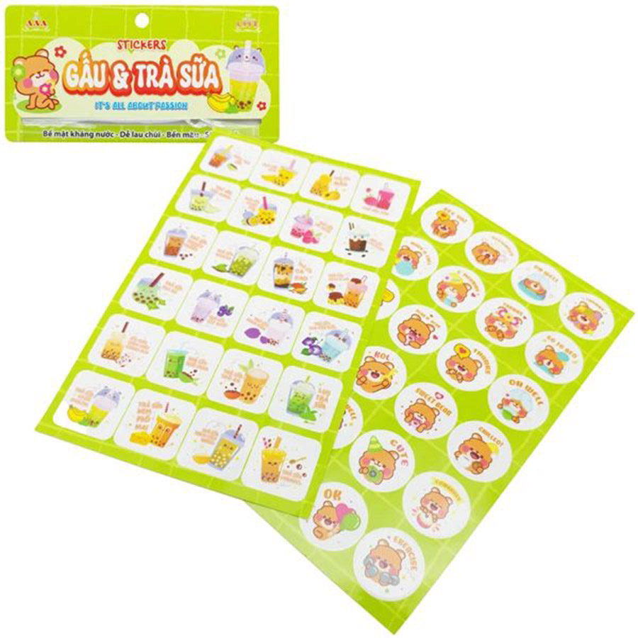 Stickers Gấu & Trà Sữa