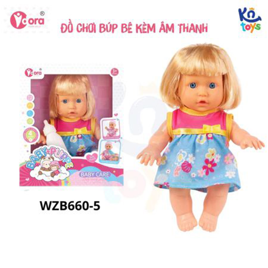 Đồ Chơi Búp Bê Vdora - Bé Gái Tóc Vàng 9 Inch Kèm Bình Sữa, Nói 4 Âm Thanh WZB660-5