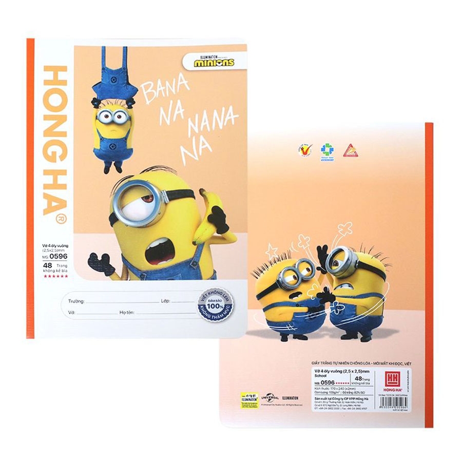 Vở 4 Ôly Hồng Hà School Minions Fun 0596 48Tr