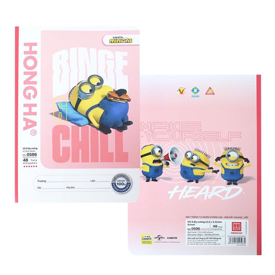 Vở 4 Ôly Hồng Hà School Minions Fun 0596 48Tr