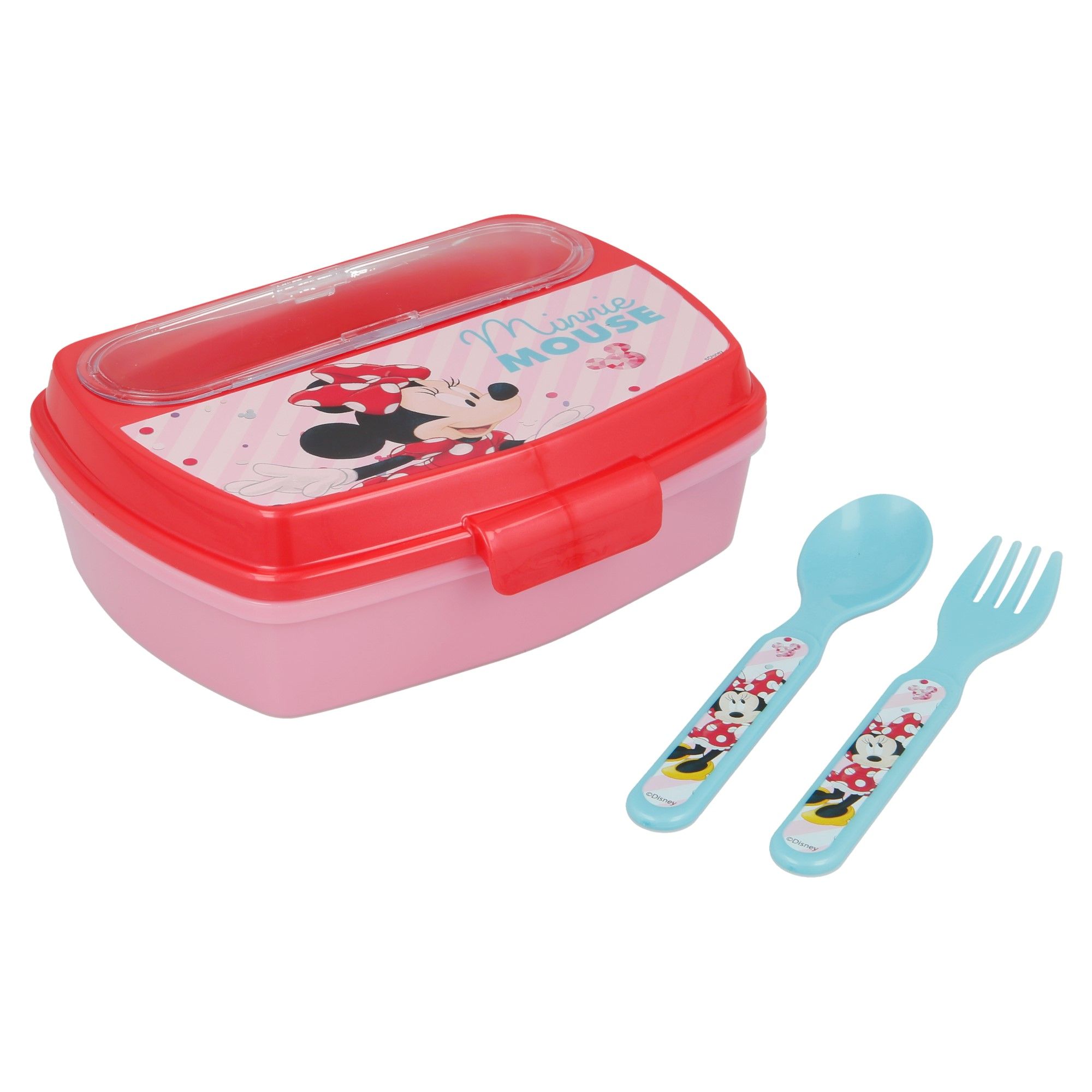 Bộ Hộp Đựng Cơm Kèm Thìa Dĩa Minnie Electric Doll 18809