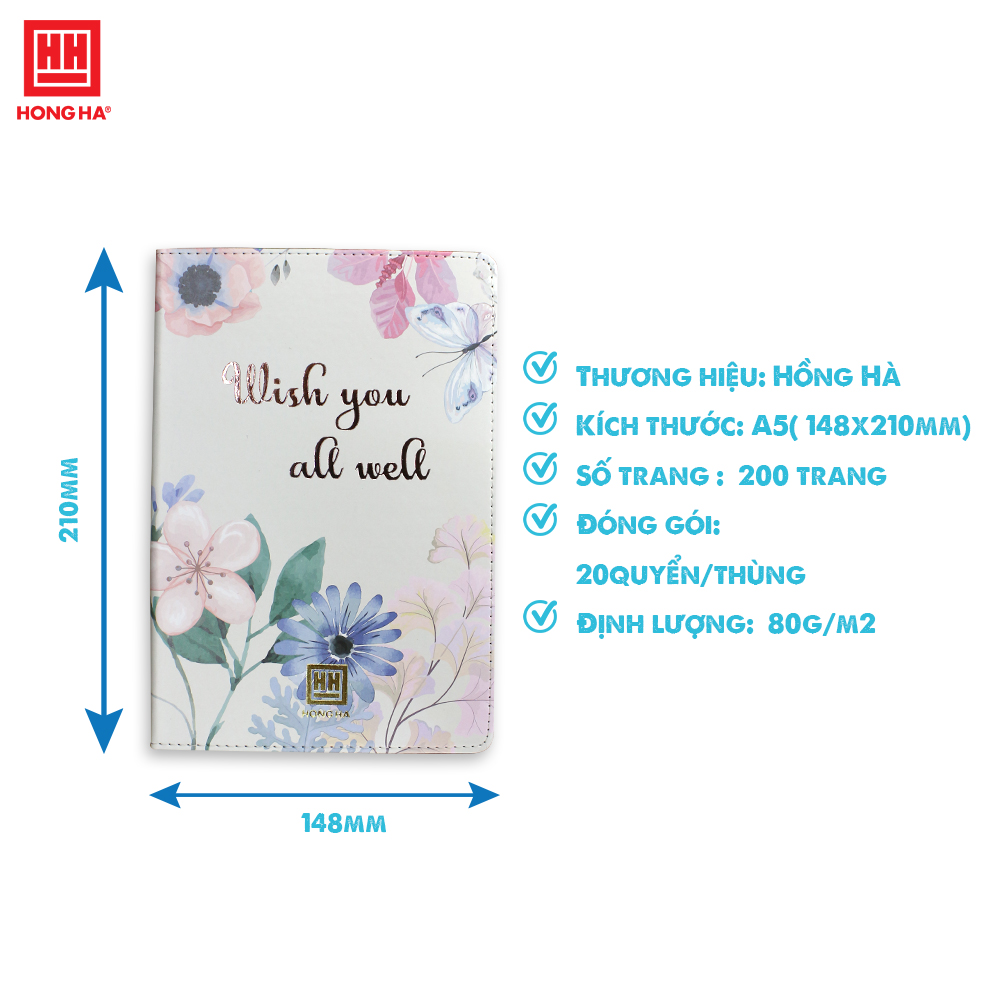 Sổ Bìa Da A5 Hồng Hà 200 Trang 9232