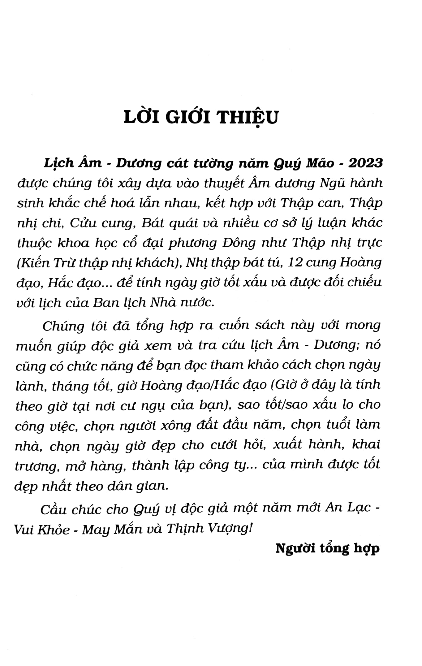 Lịch Âm Dương Cát Tường Năm Quý Mão 2023