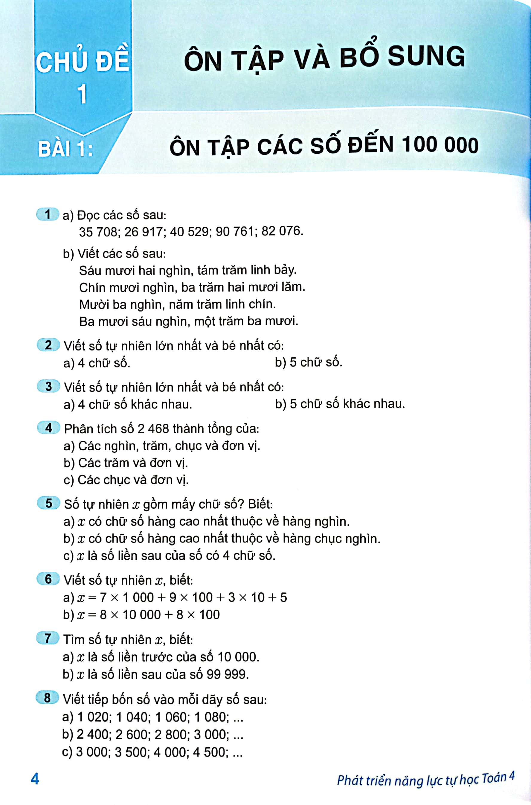 Phát Triển Năng Lực Tự Học Toán Lớp 4 (Chương Trình Mới)