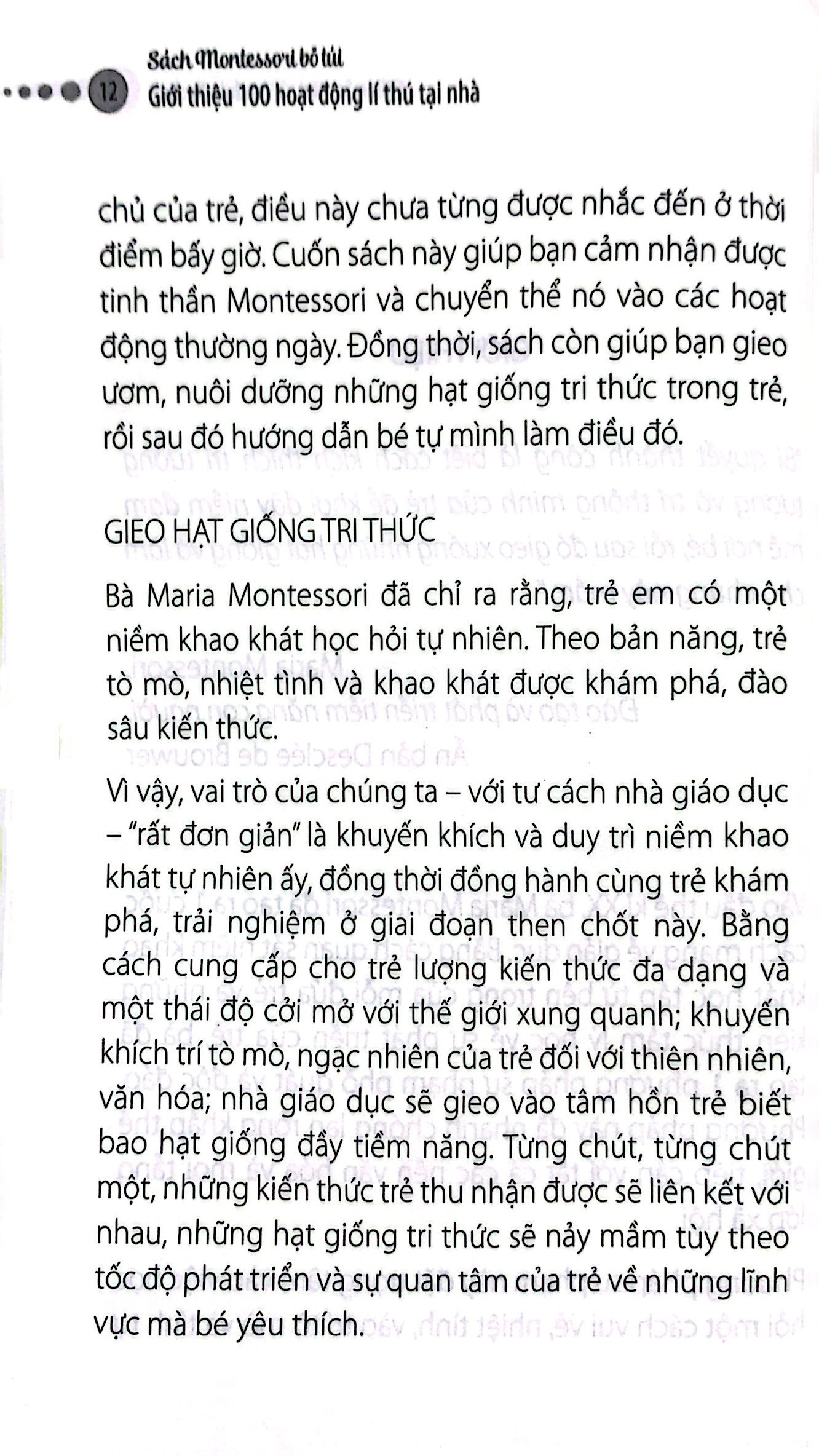Nuôi Dạy Con Theo Phương Pháp Montessori - Sách Montessori Bỏ Túi - 100 Hoạt Động Montessori Lí Thú Tại Nhà