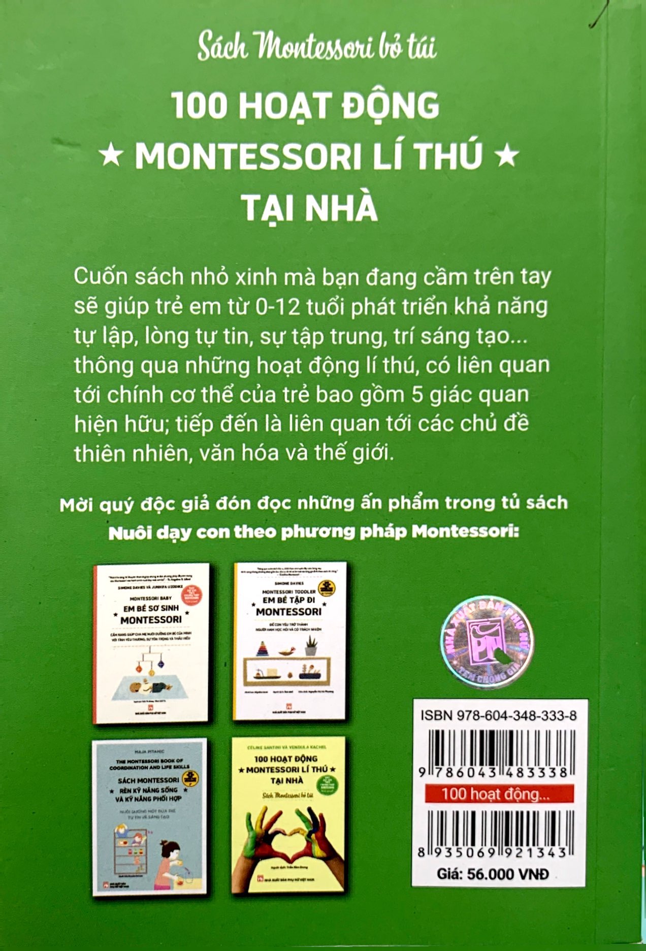 Nuôi Dạy Con Theo Phương Pháp Montessori - Sách Montessori Bỏ Túi - 100 Hoạt Động Montessori Lí Thú Tại Nhà