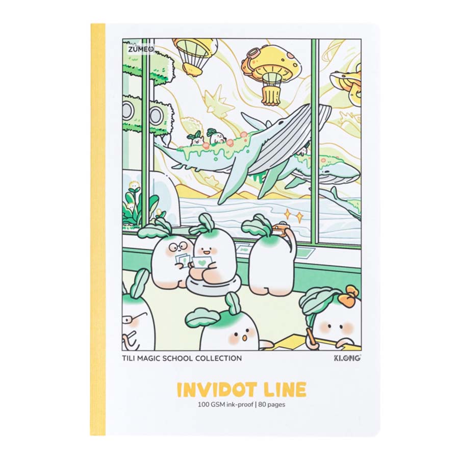 Vở Kẻ Ngang K.Long May, Dán Gáy InviDot Line Tili Magic School B5 206 80Tr