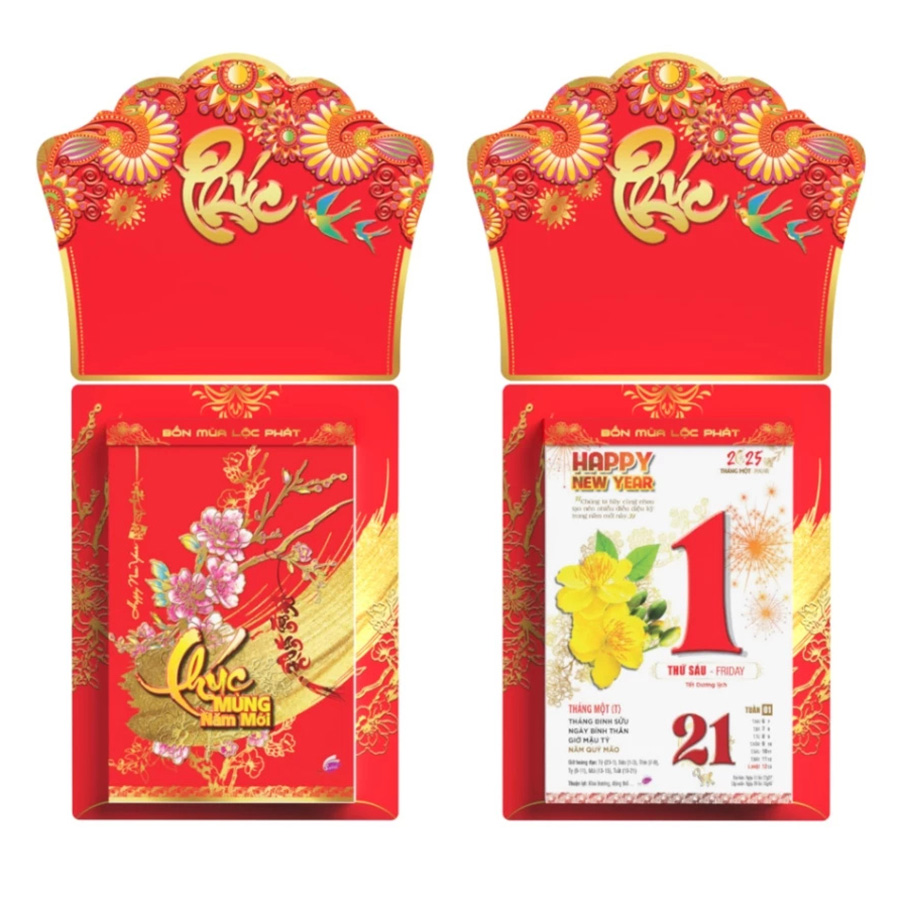Lịch 2025 Bloc Siêu Đại - Bốn Mùa Lộc Phát (Khánh Phúc Thổ Cẩm) (SV09B)