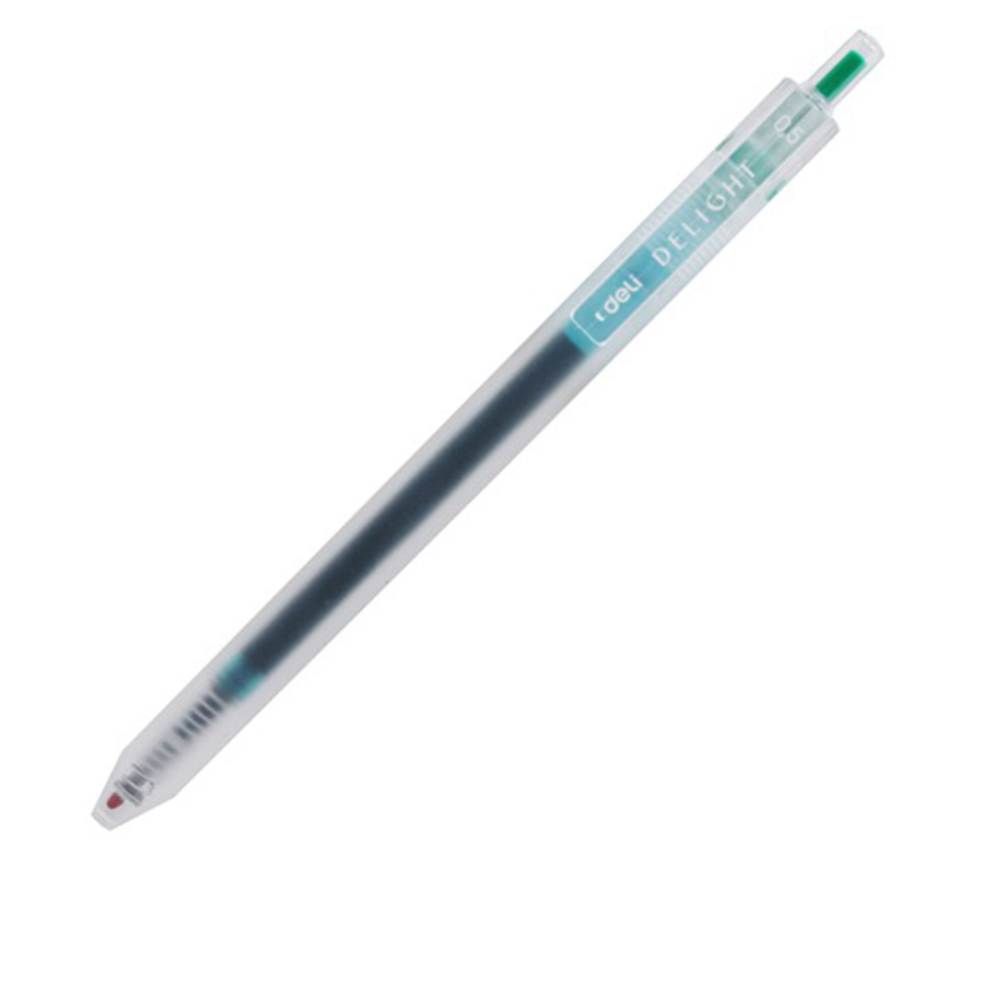 Combo 5 Bút Gel Bấm Deli EG118-GN 0.5mm Màu Xanh Lá