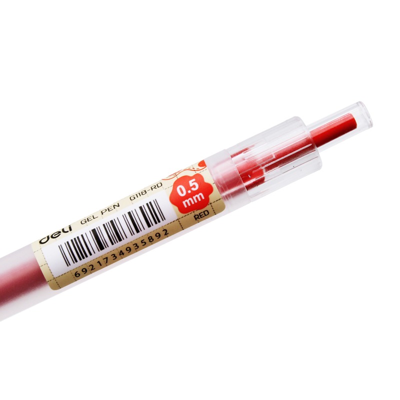 Combo 5 Bút Gel Bấm Deli EG118-RD Màu Đỏ 0.5mm