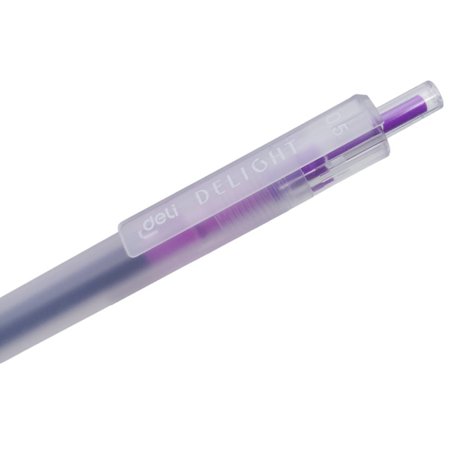 Combo 5 Bút Gel Bấm Deli EG118-PR Màu Tím 0.5mm