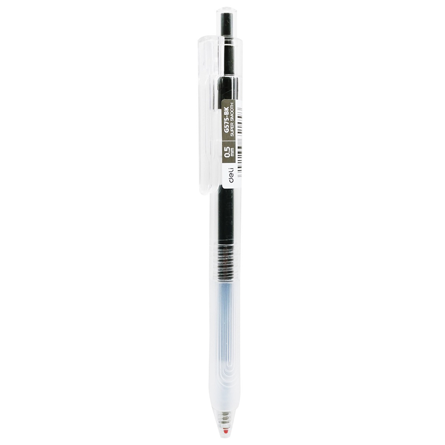 Combo 5 Bút Gel Bấm Deli EG575-BK 0.5mm Siêu Trơn Màu Đen